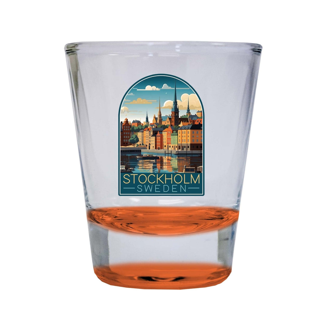 Stockholm Sweden Design A Souvenir 2 Ounce Shot Glass Round Image 4