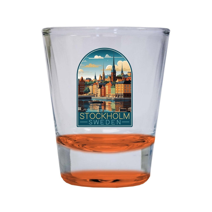 Stockholm Sweden Design A Souvenir 2 Ounce Shot Glass Round Image 1