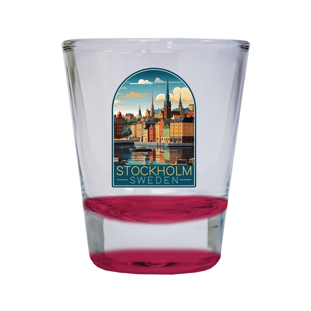 Stockholm Sweden Design A Souvenir 2 Ounce Shot Glass Round Image 4