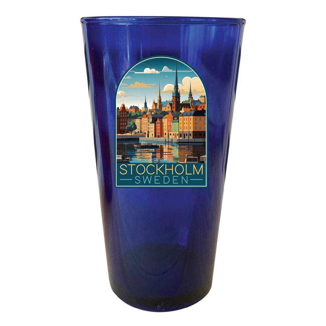 Stockholm Sweden Design A Souvenir Plastic 16 oz pint Image 2