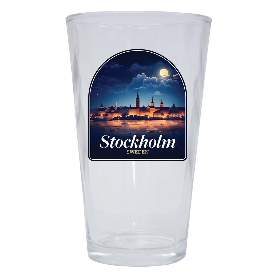 Stockholm Sweden Design B Souvenir 16 oz Pint Glass Image 1