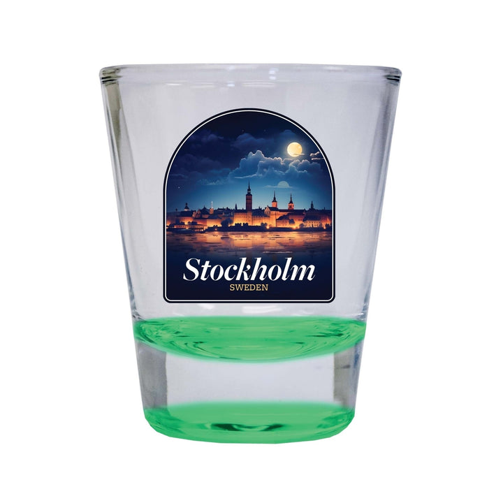 Stockholm Sweden Design B Souvenir 2 Ounce Shot Glass Round Image 1