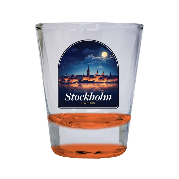 Stockholm Sweden Design B Souvenir 2 Ounce Shot Glass Round Image 3