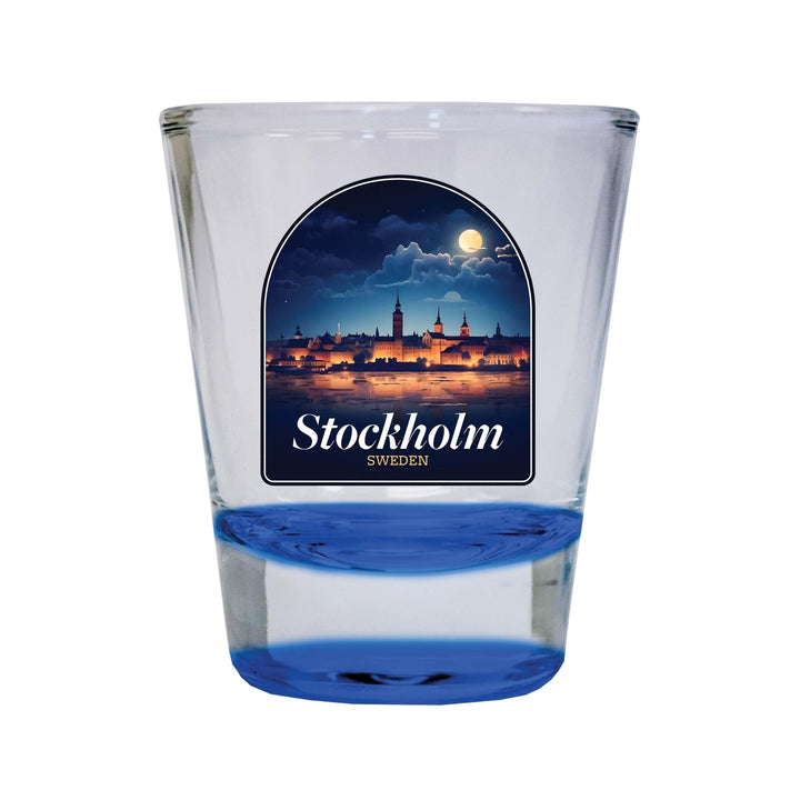 Stockholm Sweden Design B Souvenir 2 Ounce Shot Glass Round Image 4