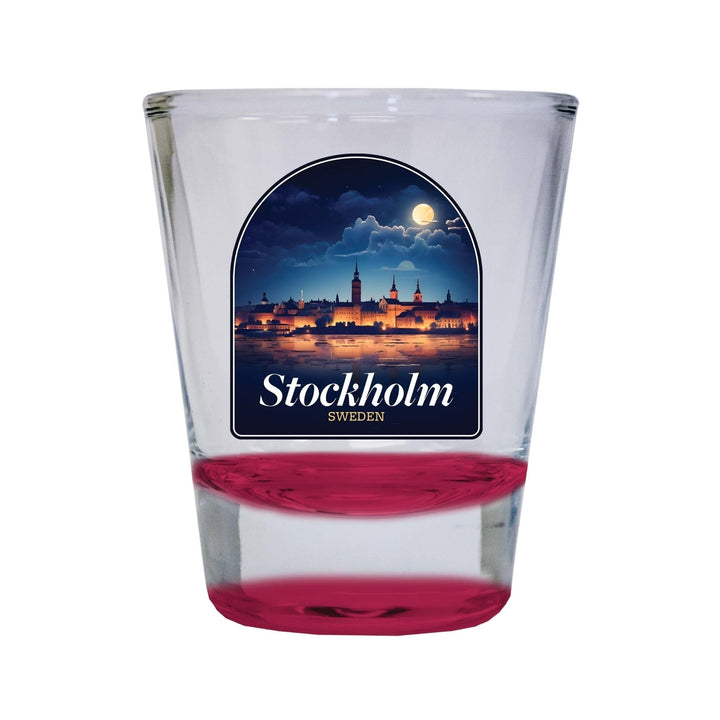 Stockholm Sweden Design B Souvenir 2 Ounce Shot Glass Round Image 4