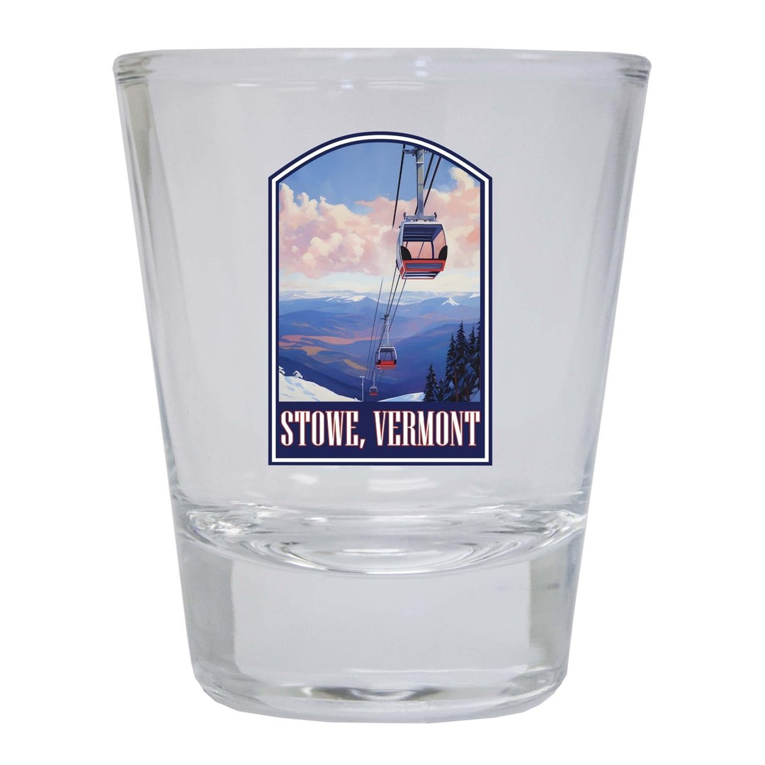 Stowe Mountain Vermont Design B Souvenir 2 Ounce Shot Glass Round Image 1