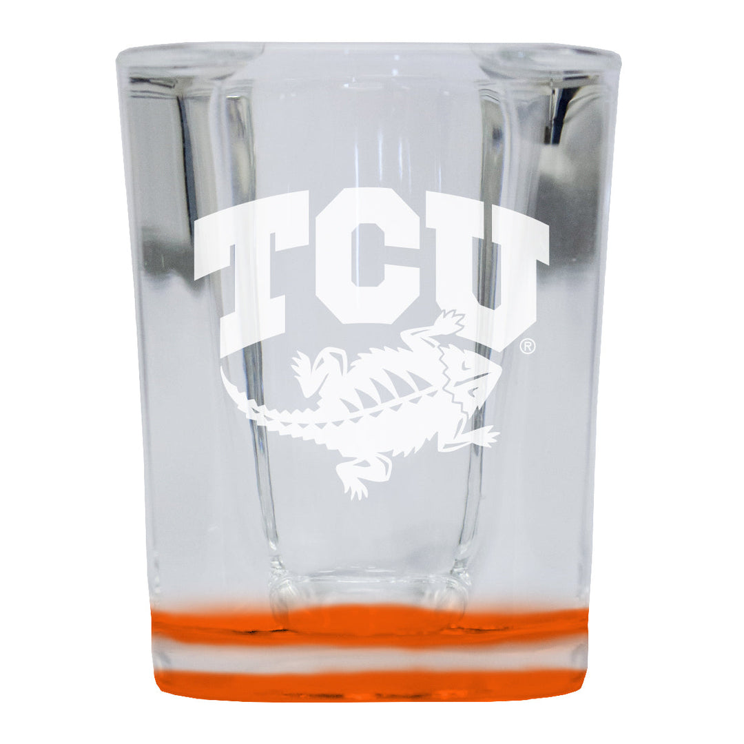 Texas Christian University 2 Ounce Engraved Shot Glass Square Officially Licensed Collegiate Product Image 1