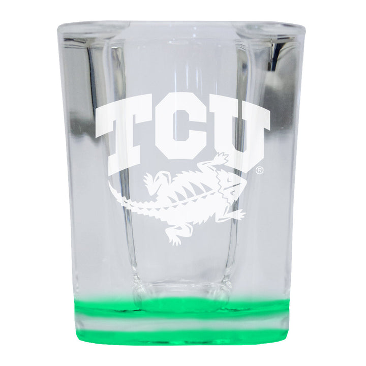 Texas Christian University 2 Ounce Engraved Shot Glass Square Officially Licensed Collegiate Product Image 3