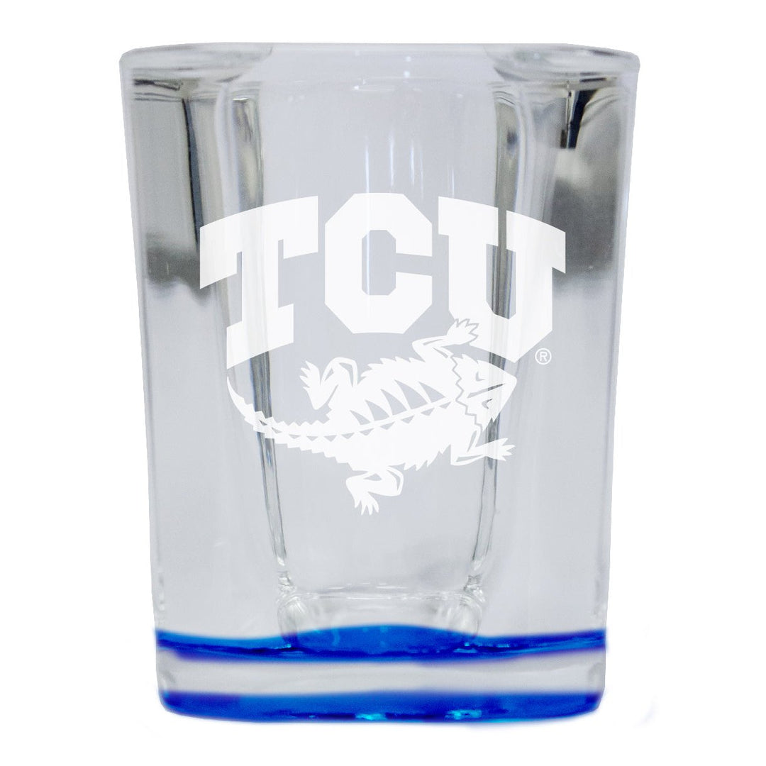 Texas Christian University 2 Ounce Engraved Shot Glass Square Officially Licensed Collegiate Product Image 1