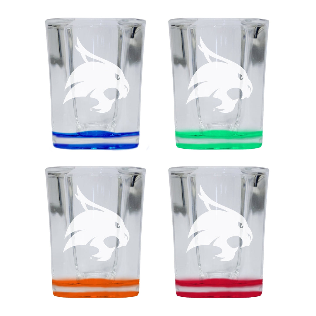 Texas State Bobcats 2 Ounce Engraved Shot Glass Square Officially Licensed Collegiate Product Image 4