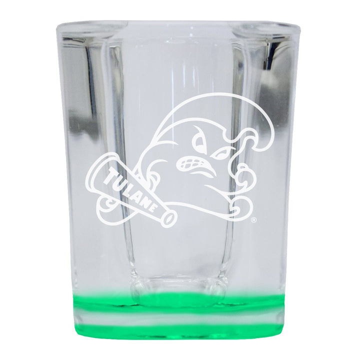 Tulane University Green Wave 2 Ounce Engraved Shot Glass Square Officially Licensed Collegiate Product Image 1