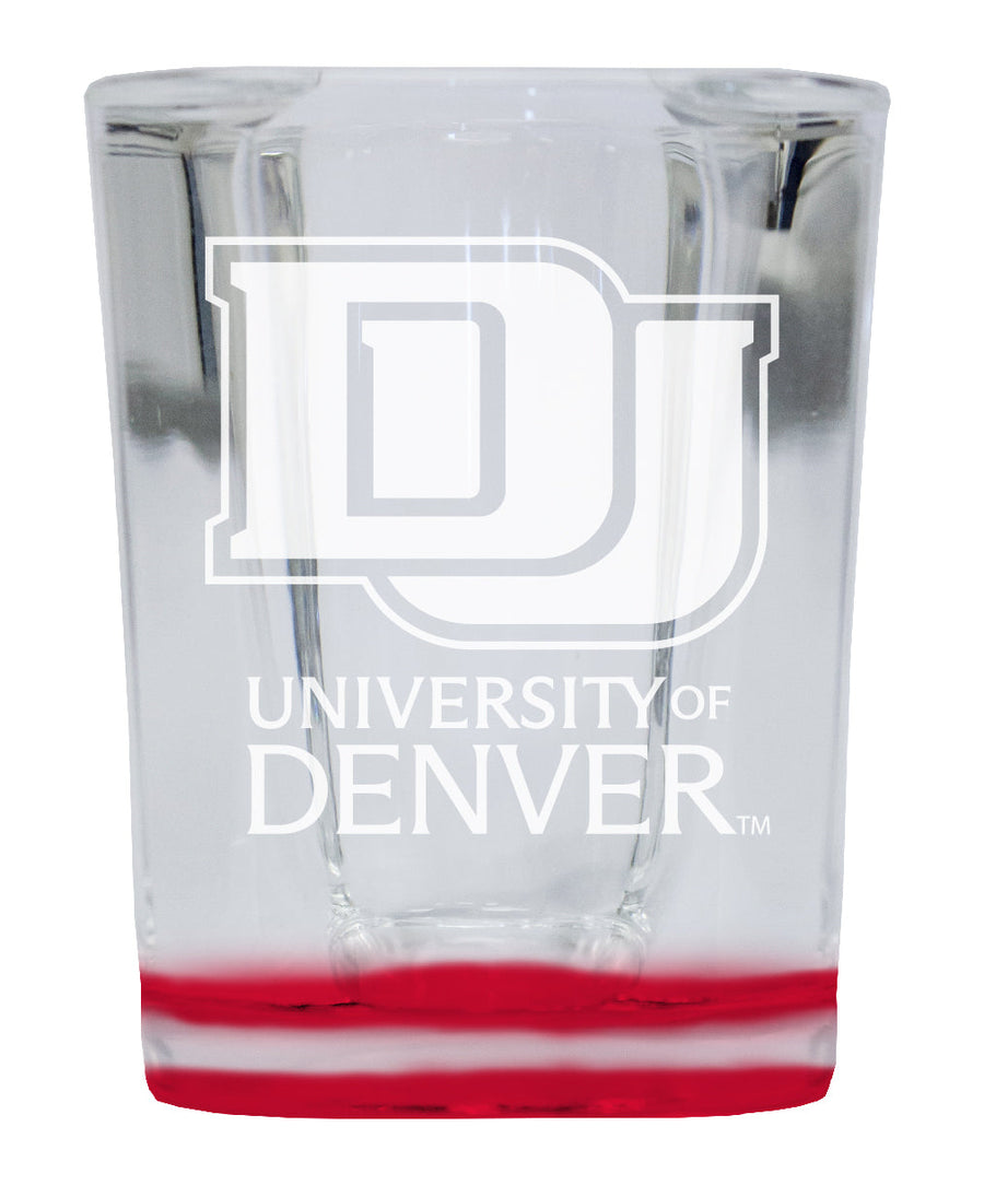 University of Denver Pioneers 2 Ounce Engraved Shot Glass Square Officially Licensed Collegiate Product Image 1