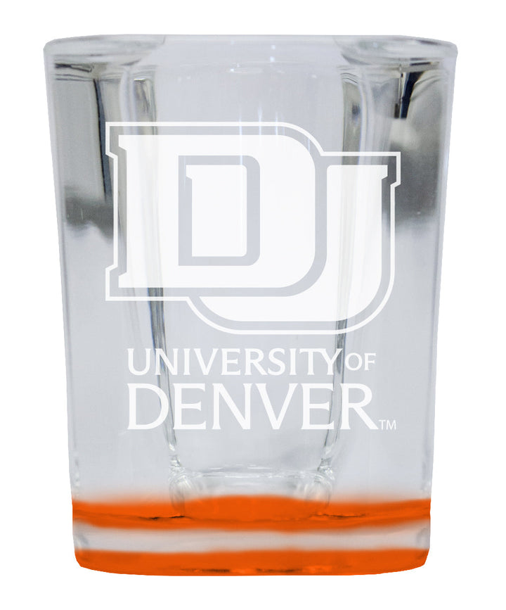 University of Denver Pioneers 2 Ounce Engraved Shot Glass Square Officially Licensed Collegiate Product Image 2