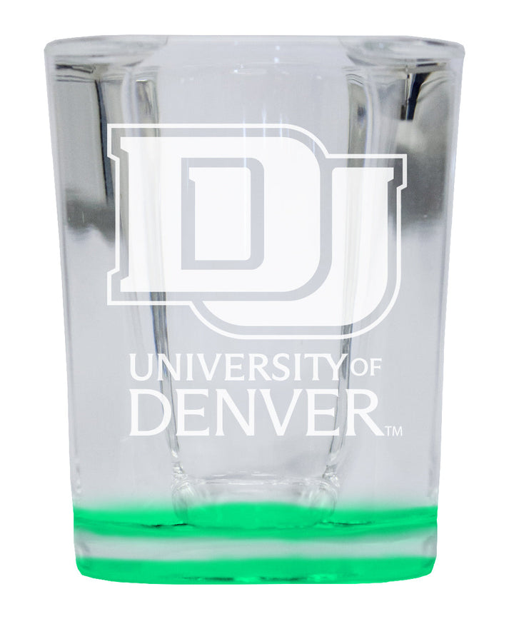 University of Denver Pioneers 2 Ounce Engraved Shot Glass Square Officially Licensed Collegiate Product Image 3