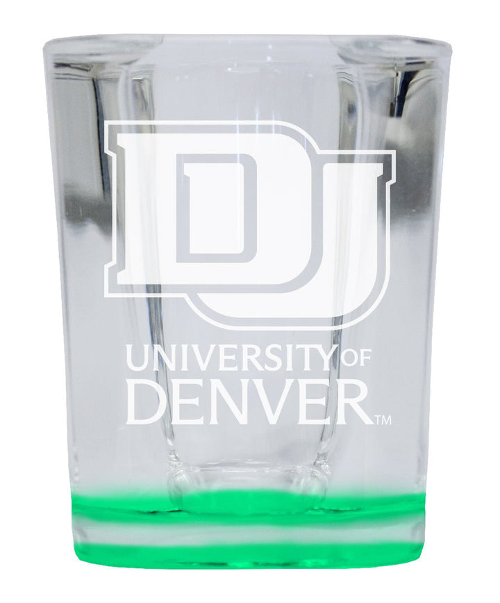 University of Denver Pioneers 2 Ounce Engraved Shot Glass Square Officially Licensed Collegiate Product Image 1