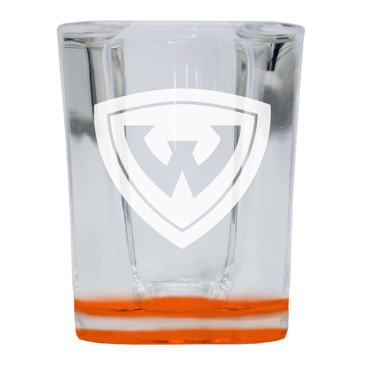 Wayne State 2 Ounce Engraved Shot Glass Square Officially Licensed Collegiate Product Image 2