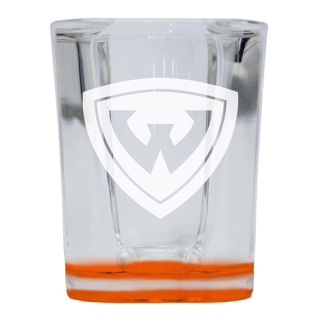 Wayne State 2 Ounce Engraved Shot Glass Square Officially Licensed Collegiate Product Image 1