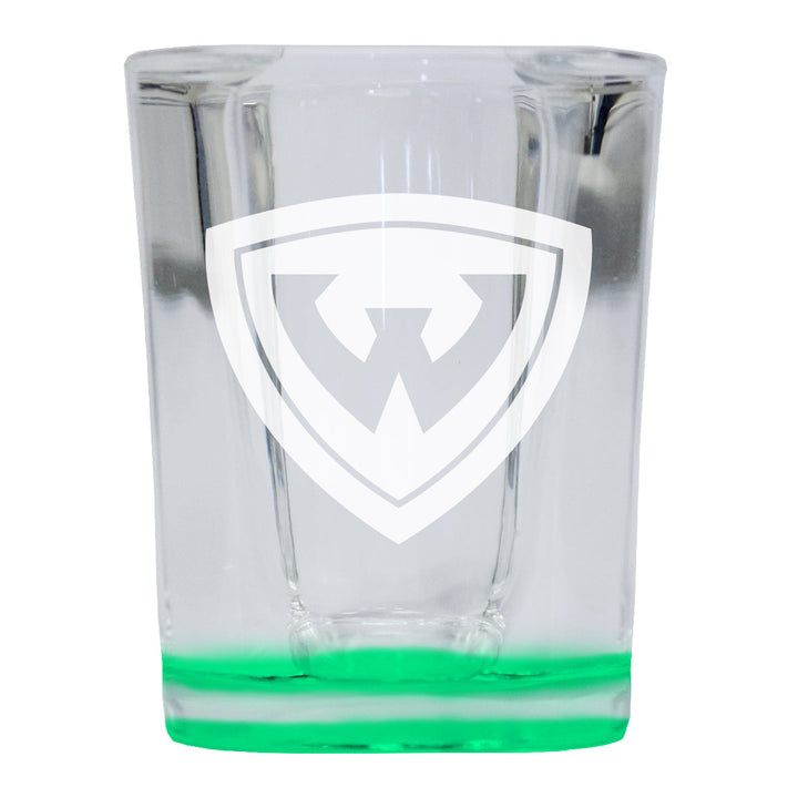 Wayne State 2 Ounce Engraved Shot Glass Square Officially Licensed Collegiate Product Image 3