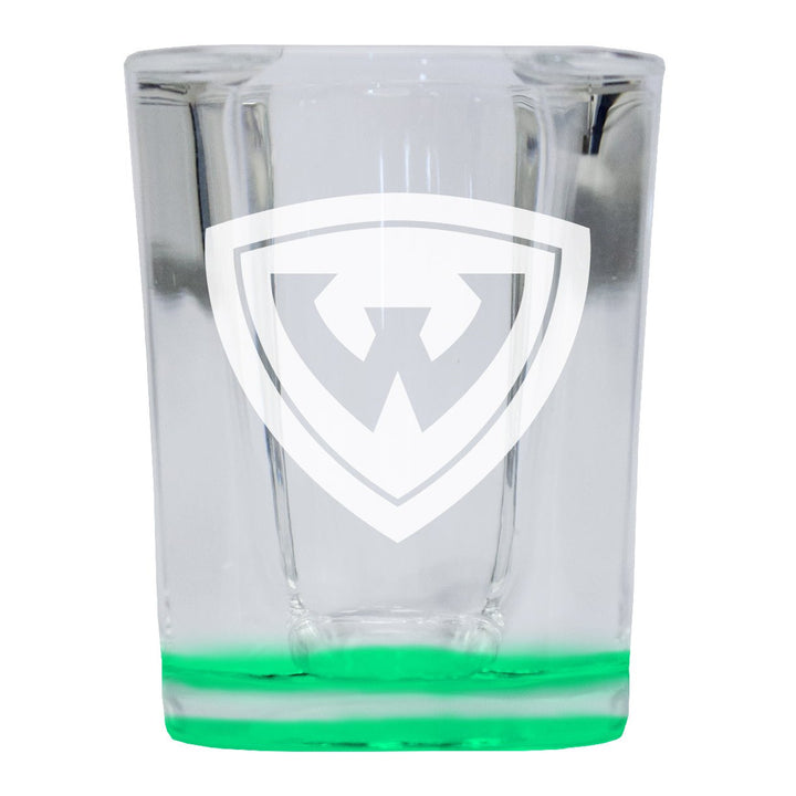 Wayne State 2 Ounce Engraved Shot Glass Square Officially Licensed Collegiate Product Image 1