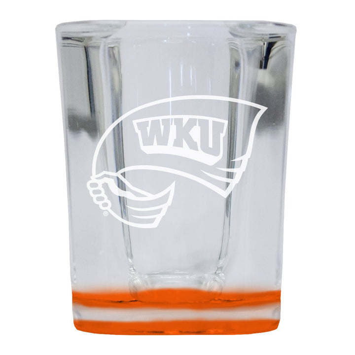 Western Kentucky Hilltoppers 2 Ounce Engraved Shot Glass Square Officially Licensed Collegiate Product Image 1