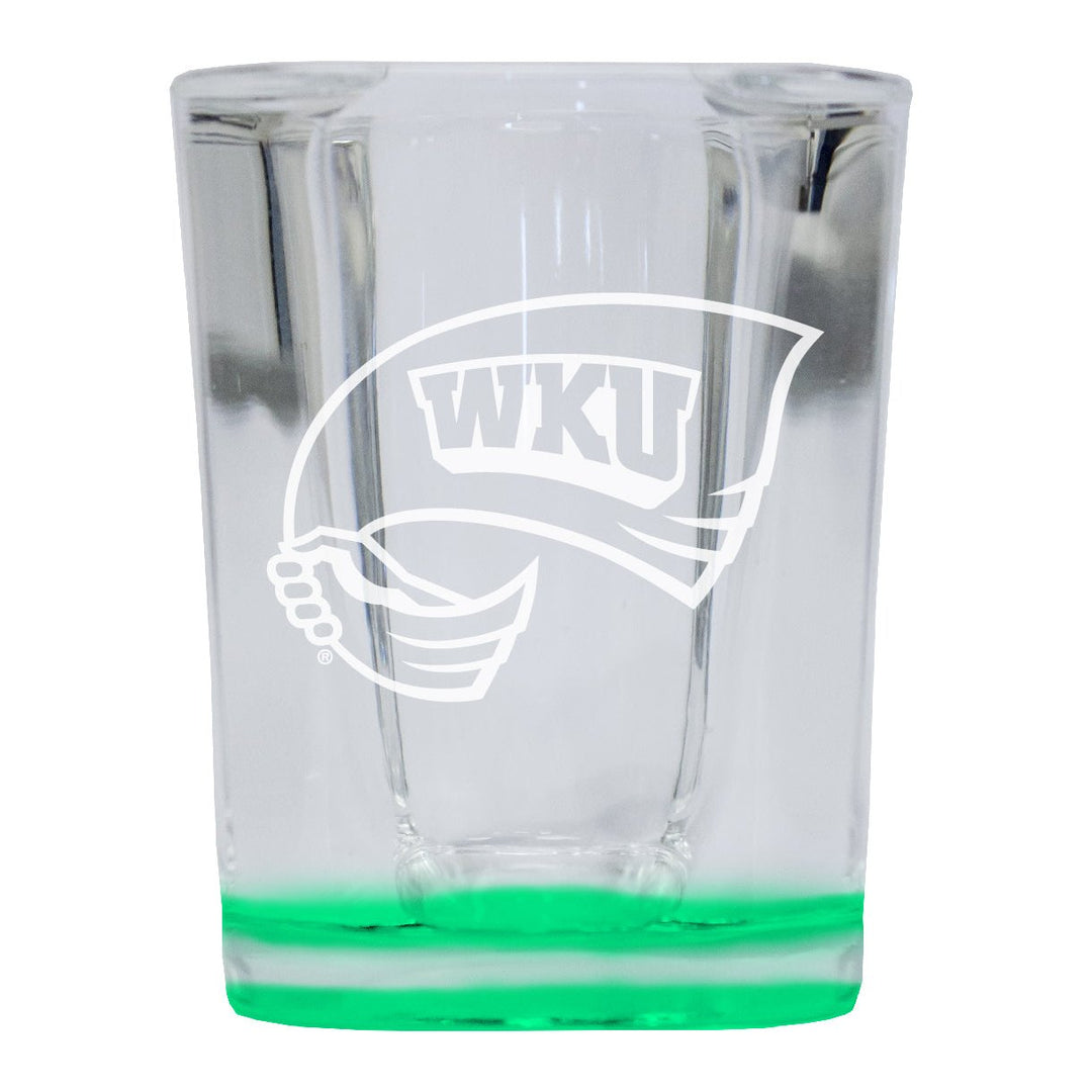 Western Kentucky Hilltoppers 2 Ounce Engraved Shot Glass Square Officially Licensed Collegiate Product Image 1