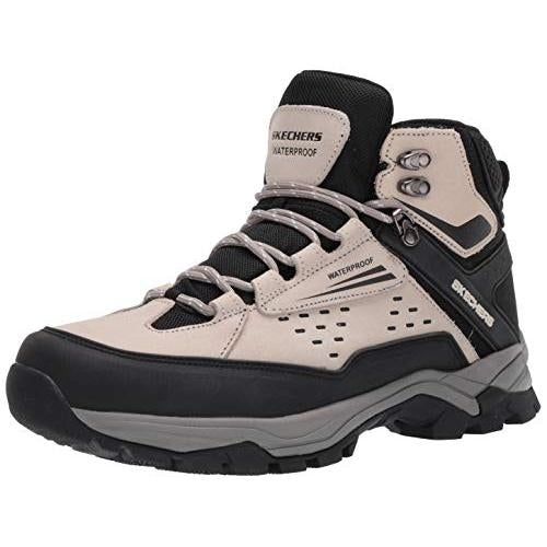 Skechers USA Mens Waterproof Boot Hiking GRAY/BLACK Image 1