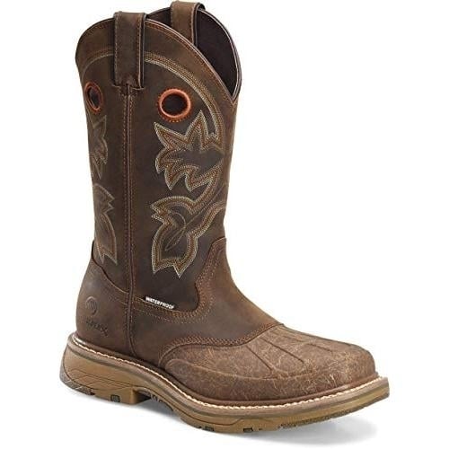 Double-H Boots Mens 13 Workflex Waterproof Roper Brown Crazyhorse Leather Image 1