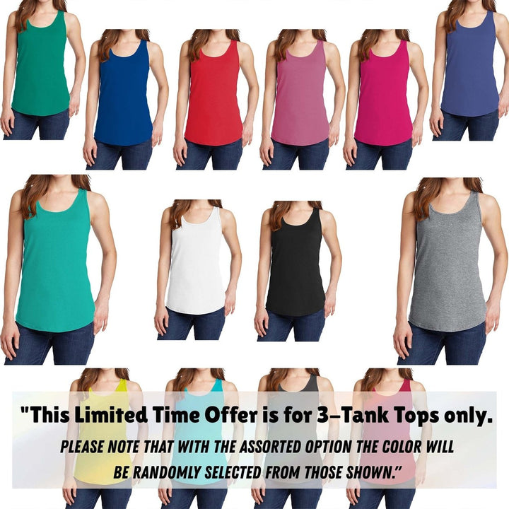 Womens Lightweight Crew Neck Solid Tank Tops 3-Piece Set Ultra-Soft Summer Fitness Image 1