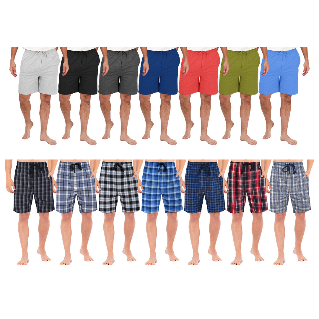 Mens Ultra-Soft Jersey Knit Pajama Shorts Solid and Plaid Lounge Sleep Shorts Image 4