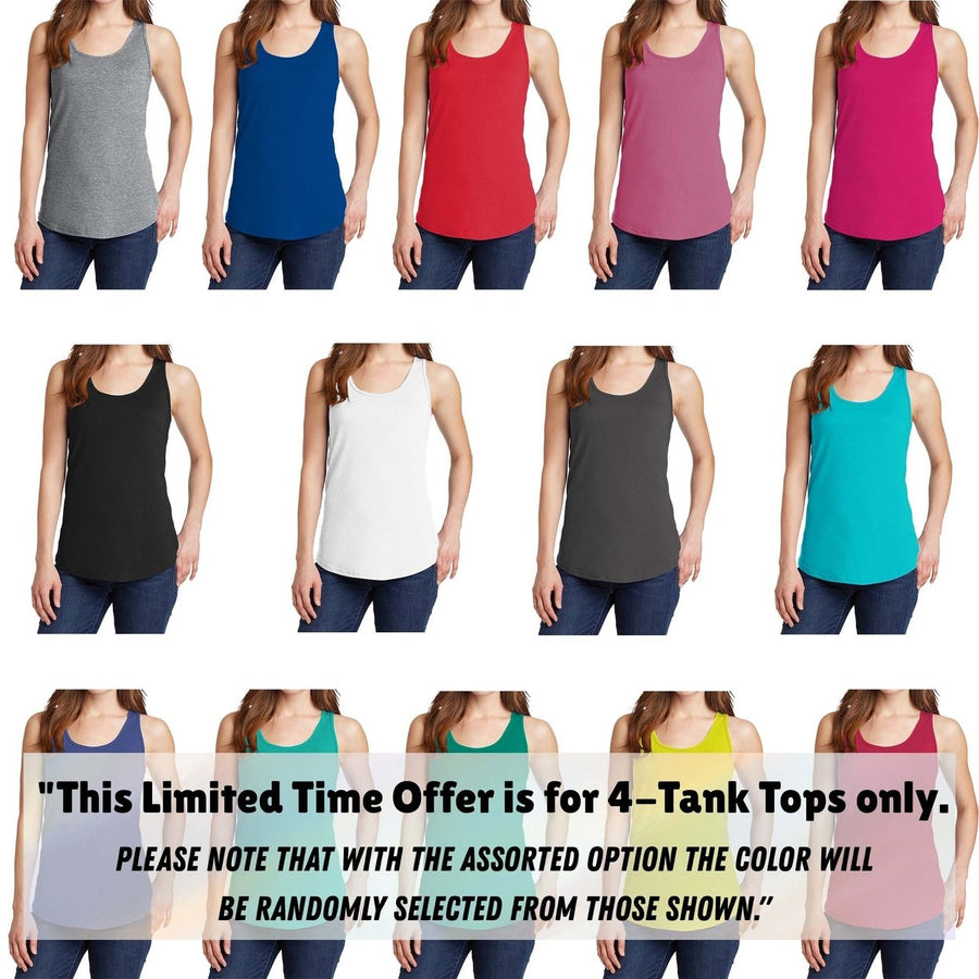 4-Piece Womens Ultra-Soft Lightweight Crew Neck Solid Color Summer Tank Tops Image 1