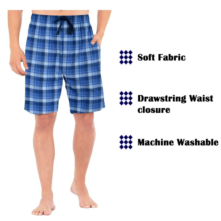 Mens Comfy Solid Plaid Jersey Knit Lounge Pajama Shorts 3-Pack Cotton Blend Image 10