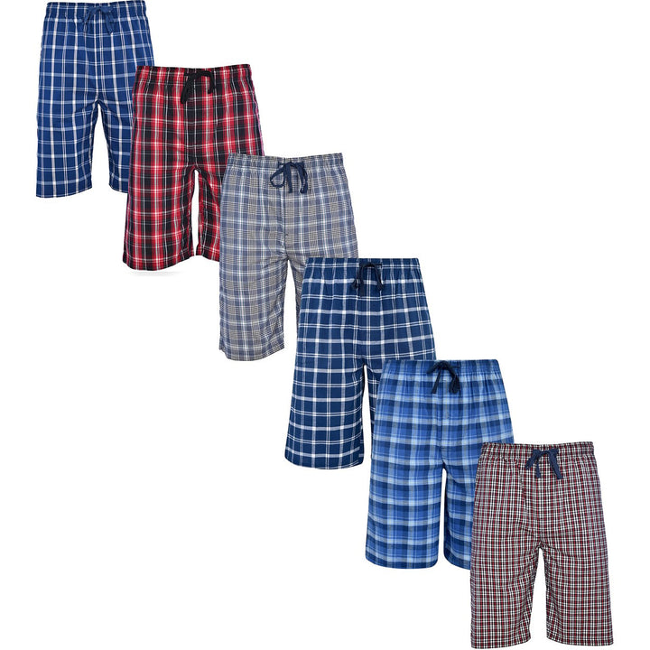 Mens Comfy Solid Plaid Jersey Knit Lounge Pajama Shorts 3-Pack Cotton Blend Image 6