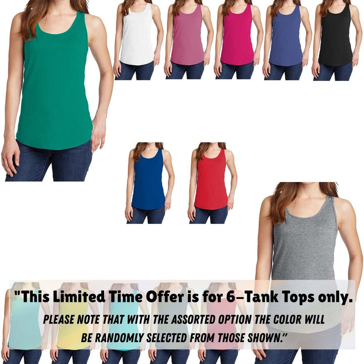 6-Piece Womens Lightweight Crew Neck Tank Tops Ultra-Soft Summer Gym Wear Image 1