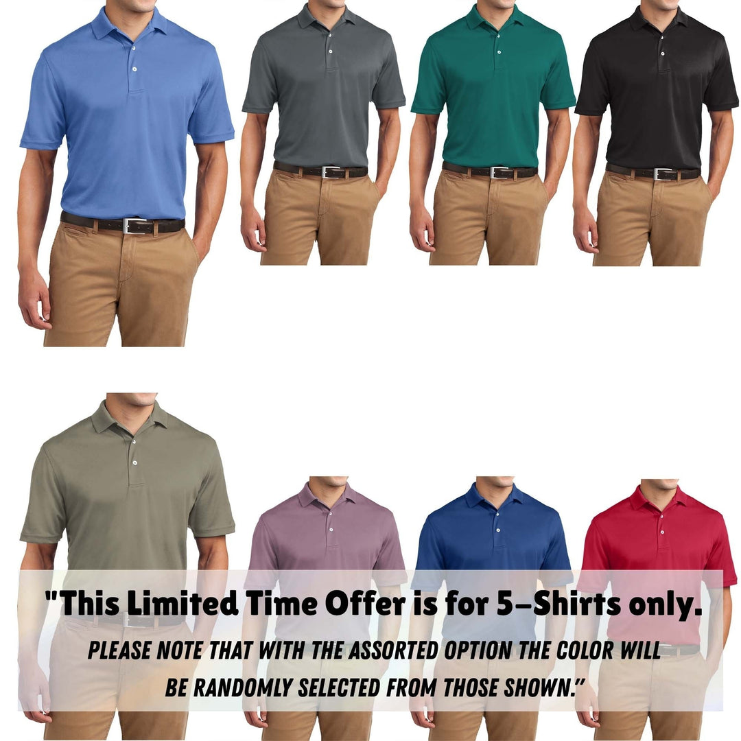 Mens Golf Shirt 5-Piece Set Breathable Soft Terry Knit Casual Fit Collared Top Image 1