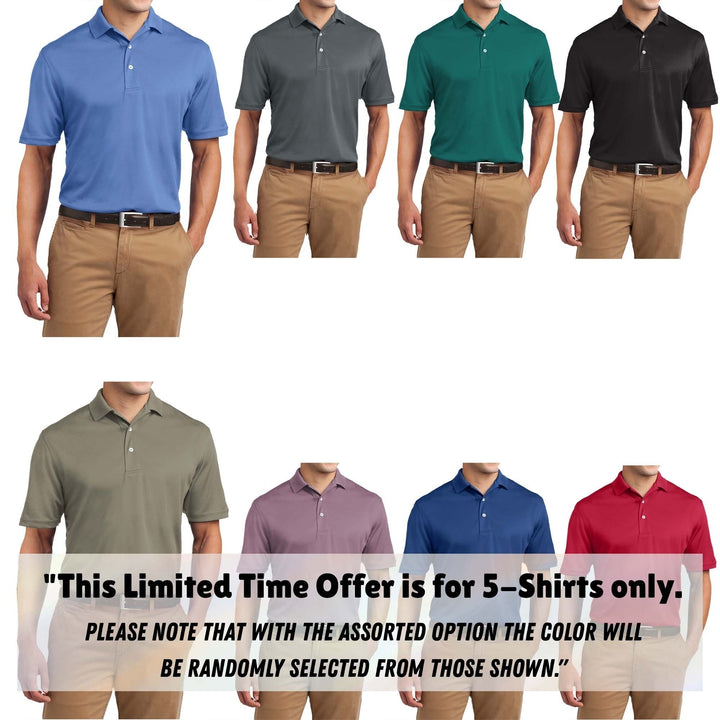 Mens Golf Shirt 5-Piece Set Breathable Soft Terry Knit Casual Fit Collared Top Image 1