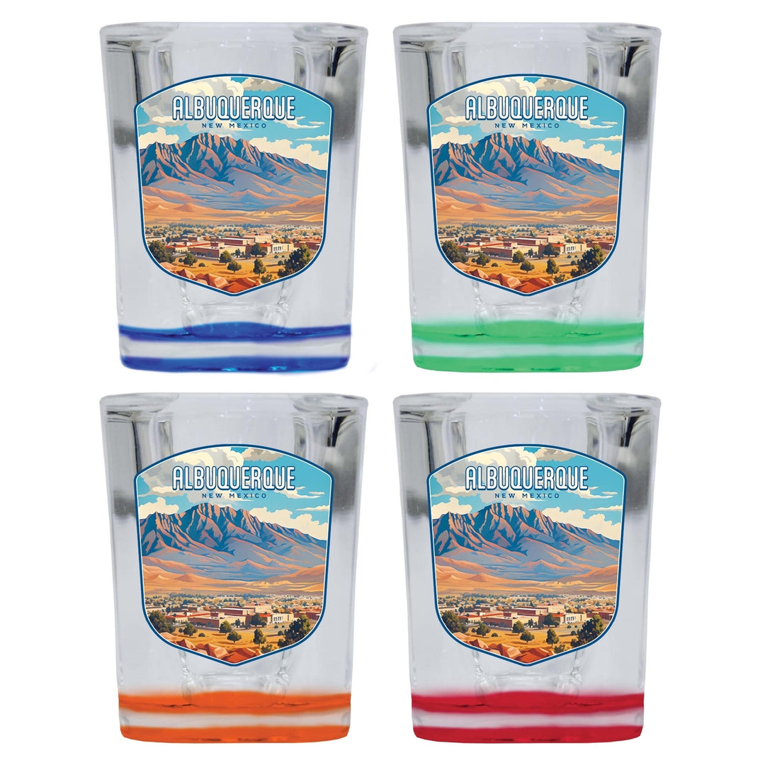 Alburqueque Mexico Design A Souvenir 2 Ounce Shot Glass Square 4-Pack Multicolor Image 1