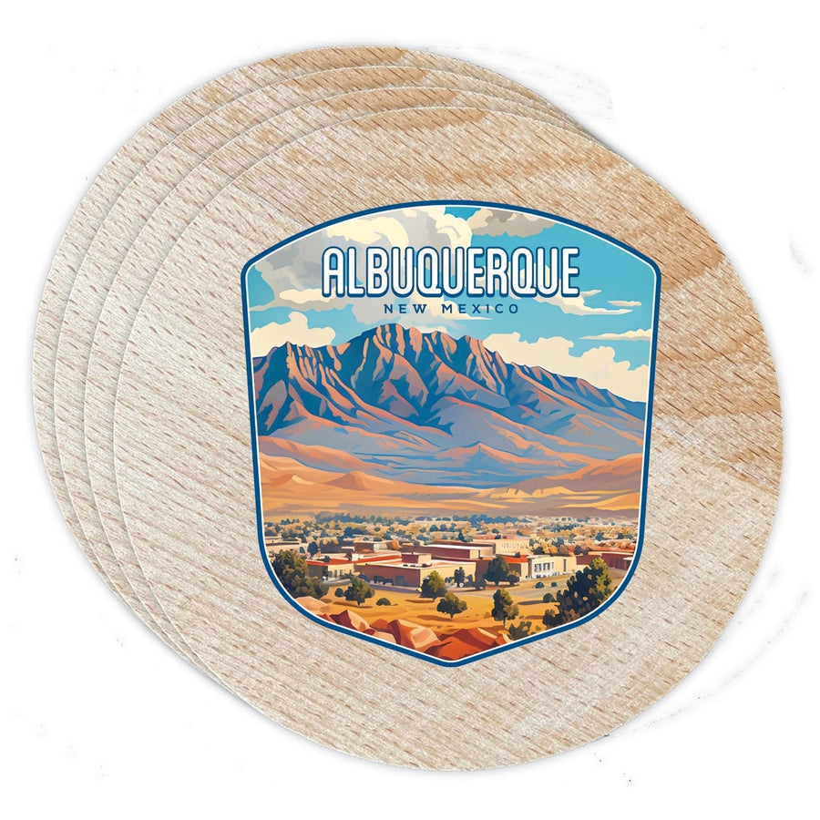 Alburqueque  Mexico Design A Souvenir Coaster Wooden 3.5 x 3.5-Inch 4 Pack Image 1