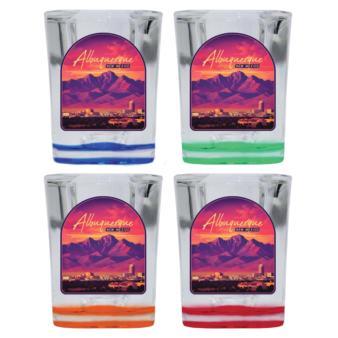 Alburqueque Mexico Design B Souvenir 2 Ounce Shot Glass Square 4-Pack Multicolor Image 1