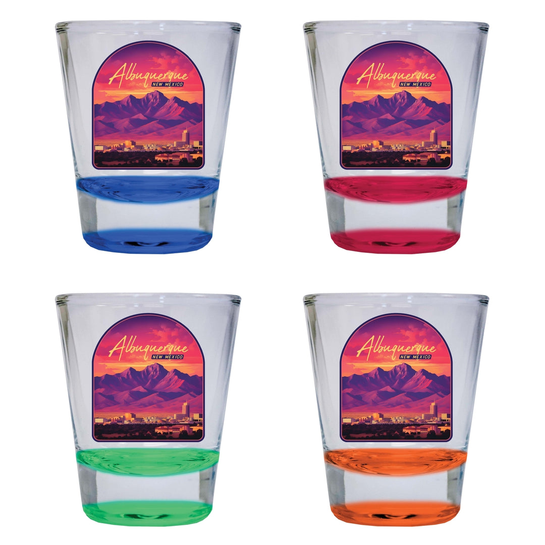 Alburqueque Mexico Design B Souvenir 2 Ounce Shot Glass Round 4-Pack Multicolor Image 1