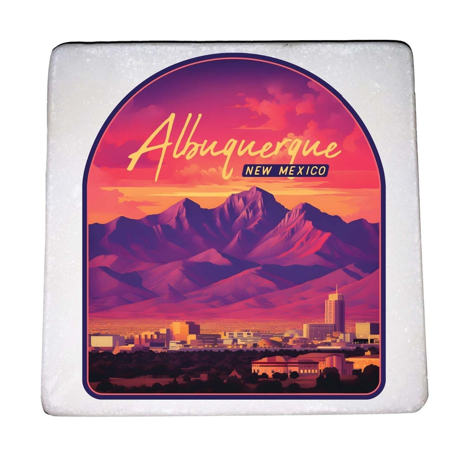 Alburqueque Mexico Design B Souvenir 4x4-Inch Coaster Marble 4 Pack Image 1