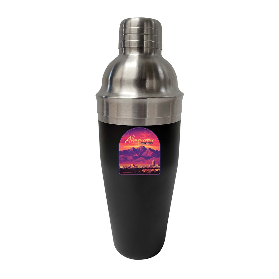 Alburqueque Mexico Design B Souvenir 24 oz Stainless Steel Cocktail Shaker Black Image 1