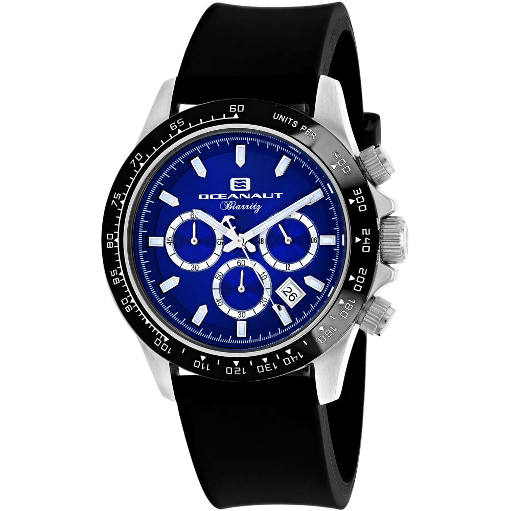 Oceanaut Biarritz Blue Dial Mens Watch OC6113R Stainless Steel Rubber Strap Image 1