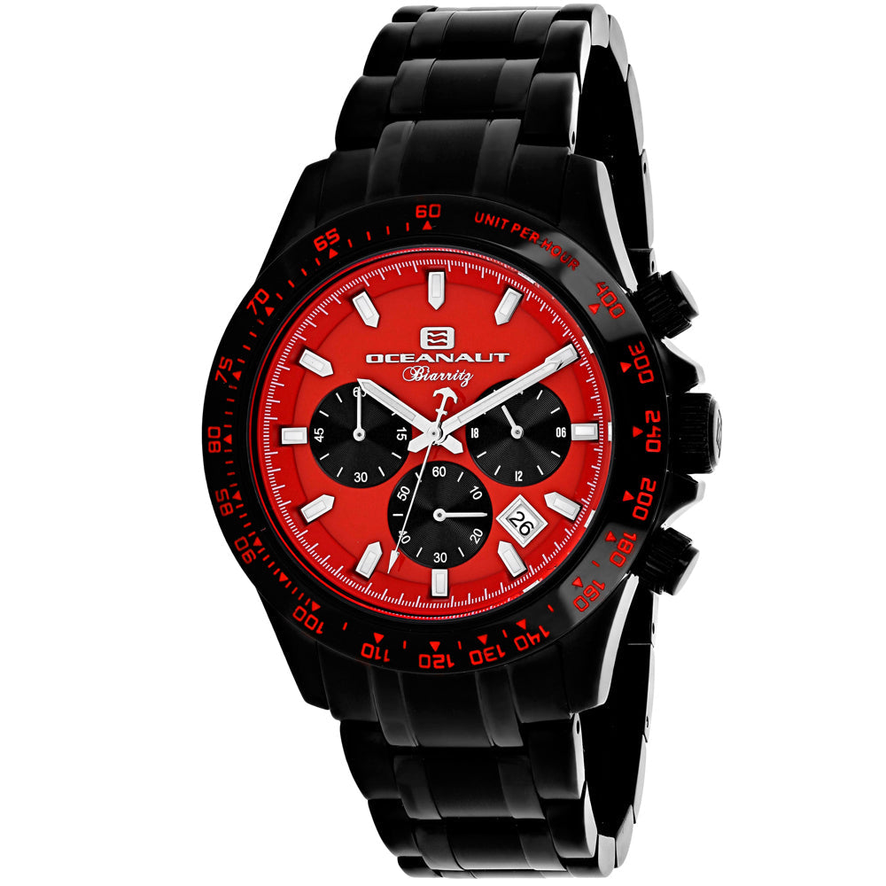 Oceanaut Biarritz Mens Red Dial Watch OC6115 Stainless Steel Quartz 10 ATM Image 1