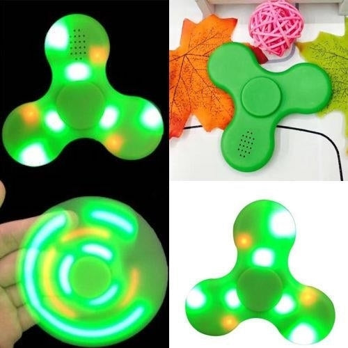 LED Fidget Finger Spinner Hand Toy Bluetooth SpeakerUSB Charging - Green Image 1