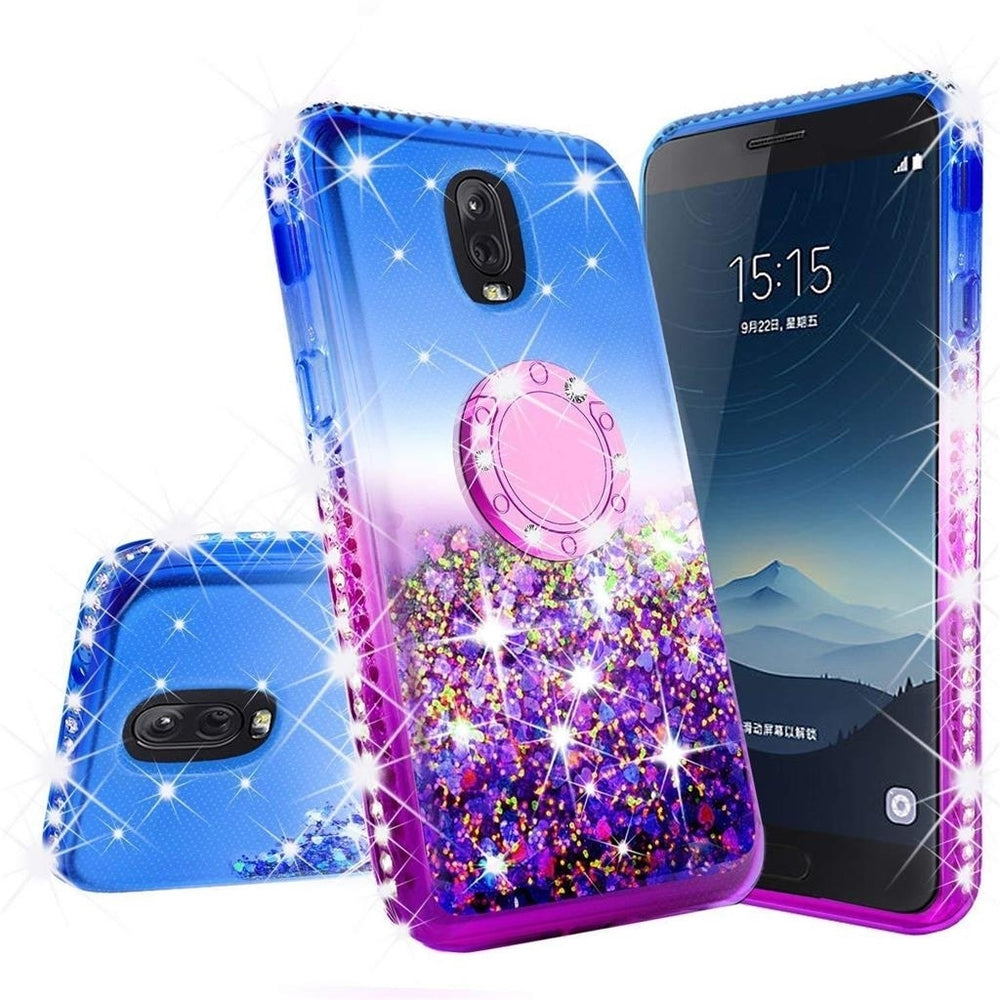 For Galaxy J3v 3rd Gen/Sol 3/J3 Star/2018 Liquid Quicksand Glitter Case Ring Image 2