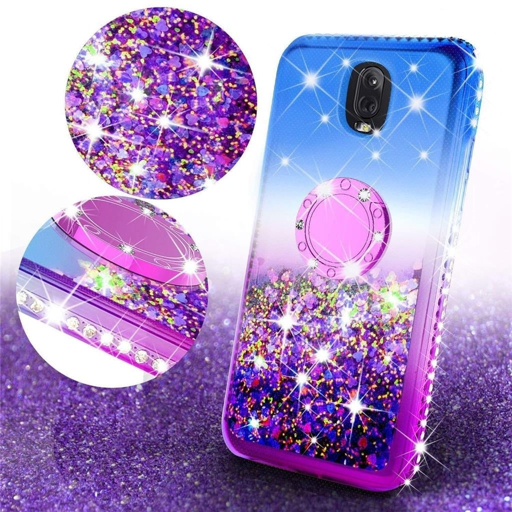 For Galaxy J3v 3rd Gen/Sol 3/J3 Star/2018 Liquid Quicksand Glitter Case Ring Image 3