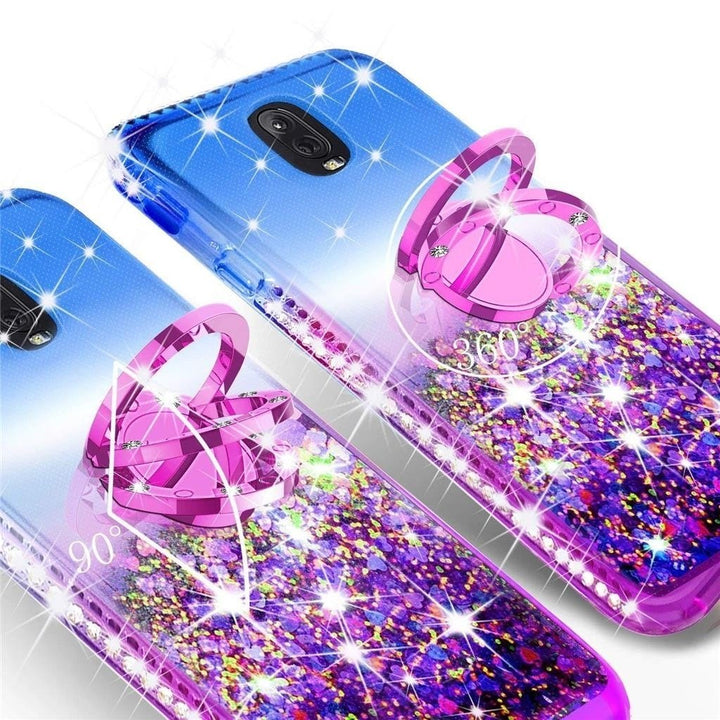 For Galaxy J3v 3rd Gen/Sol 3/J3 Star/2018 Liquid Quicksand Glitter Case Ring Image 4