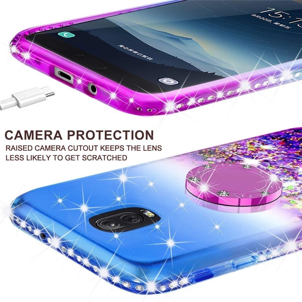 For Galaxy J3v 3rd Gen/Sol 3/J3 Star/2018 Liquid Quicksand Glitter Case Ring Image 4