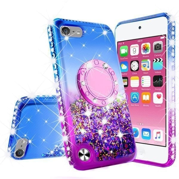 For iPod Touch 5 6 7th Generation Cute Liquid Glitter Bling Phone Case Kickstand Image 2