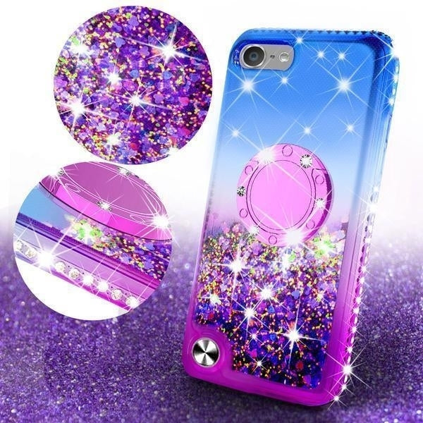 For iPod Touch 5 6 7th Generation Cute Liquid Glitter Bling Phone Case Kickstand Image 3